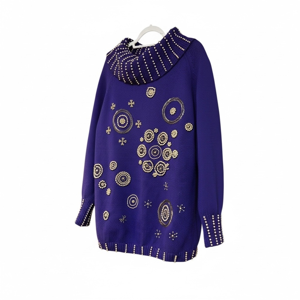 🔻Vintage Purple Studded Knit Sweater Beaded Collar Size M